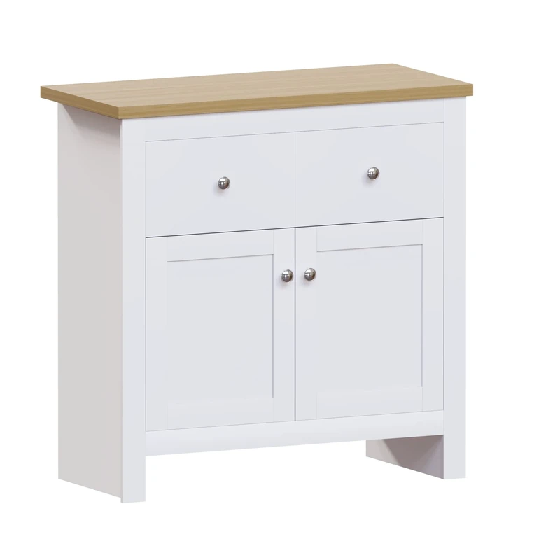 Vida Designs Arlington Sideboard, Buffet Table, Cupboard Cabinet Engineered Wood (White & Oak, 2 Drawer 2 Door)