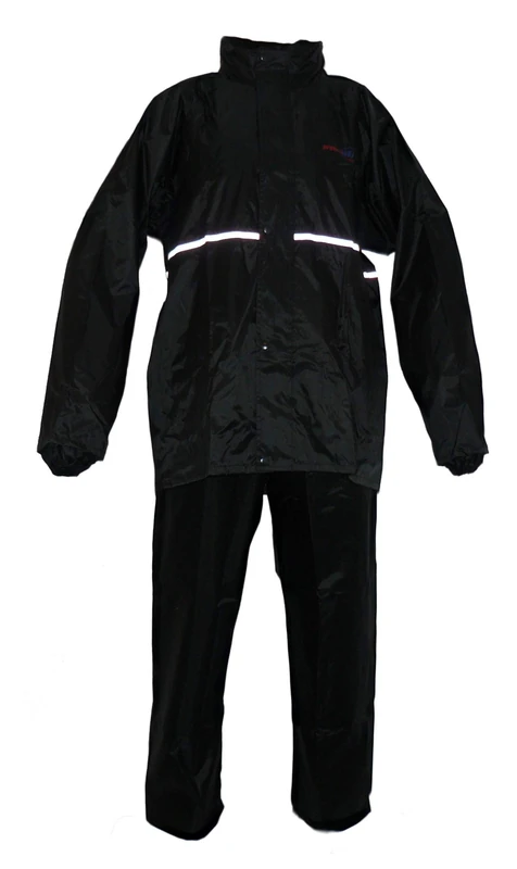 protectWEAR Motorcycle Rain Suit 2 Pieces Glossy Black RK-RS11 (M)