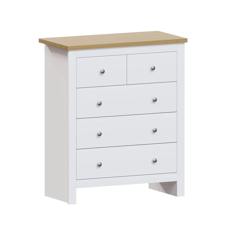 Vida Designs Arlington 3+2 Chest of Drawers Cabinet Storage Modern Bedroom Furniture (White)