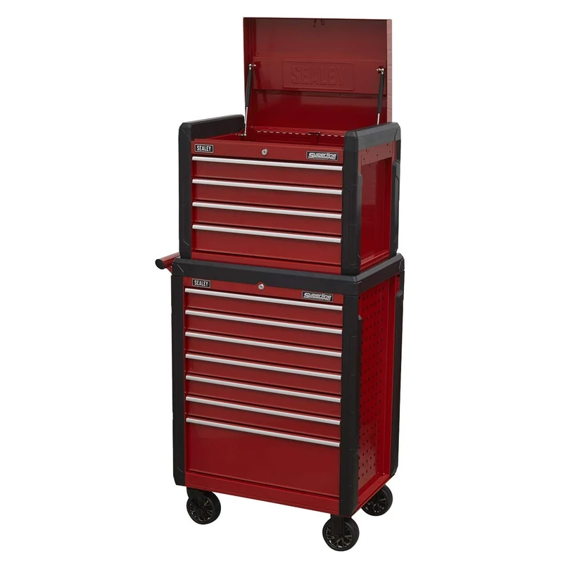 Sealey Topchest 4 Drawer & Rollcab/Tool Chest on Wheels, 7 Drawer Combination - AP3411STACK