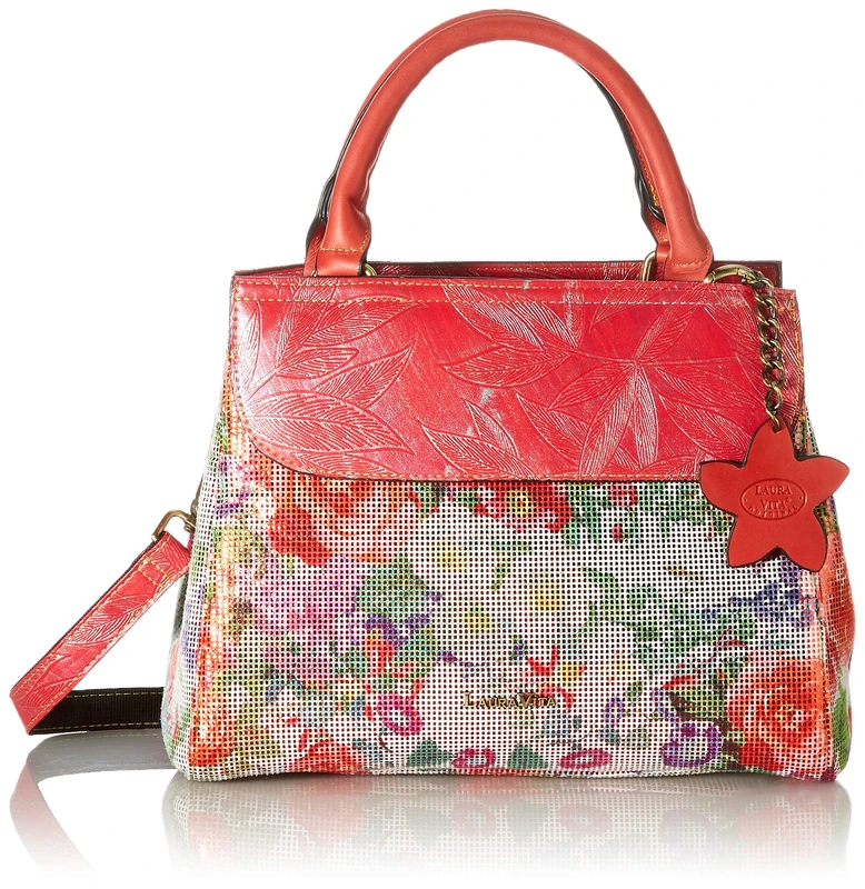 Laura Vita Women's 4236 Sling Handle Bag, Flowers, M, Coral, 8 liters, medium - Image 1