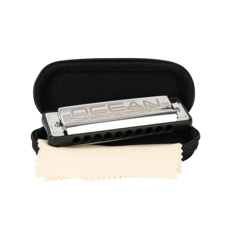 Cascha Ocean Rock Harmonica Bb-Major in black - Professional, diatonic 10-hole harmonica - High-quality reeds made of phosphor-bronze - With soft case and cleaning cloth
