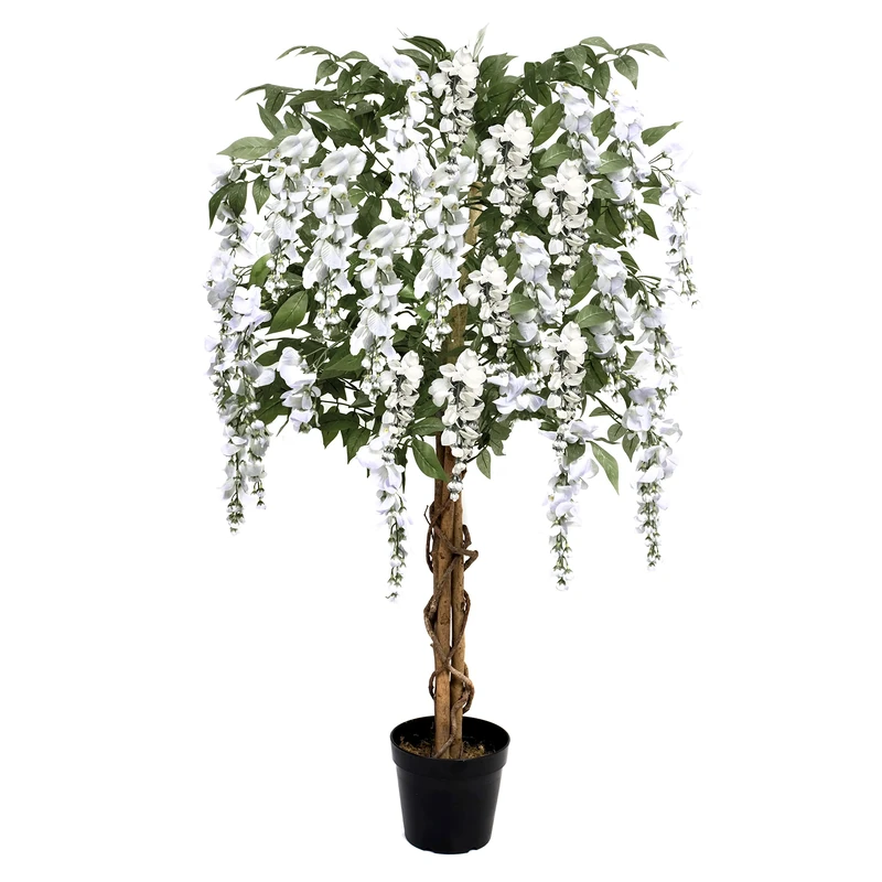 Artificial White Wisteria Tree 130cm/4ft Potted Plant