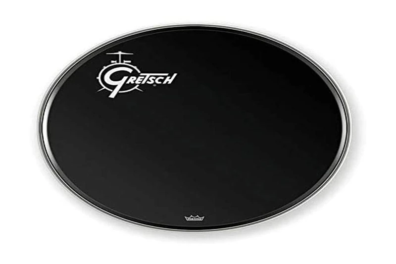 Gretsch Drumhead - Bass Drum Resonant Head - Ambassador - Ebony - 24" - Logo offset left - GRDHEB24O