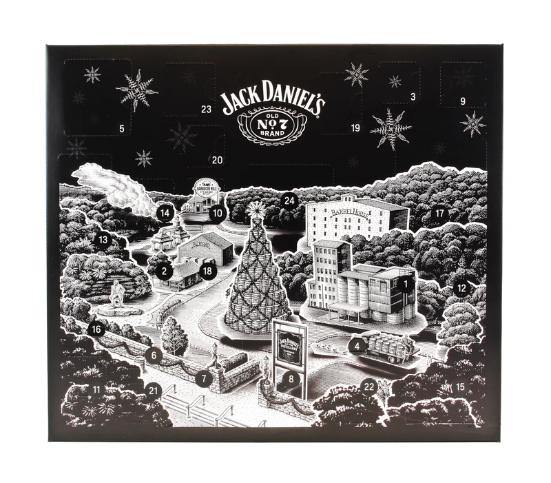 Jack Daniel’s Holiday Coutdown 2025 | Limited Edition Whiskey Gift Set with 18 Miniature Bottles & Exclusive Collectibles | Christmas Alcohol Advent Calendar & Premium Present for Men & Women