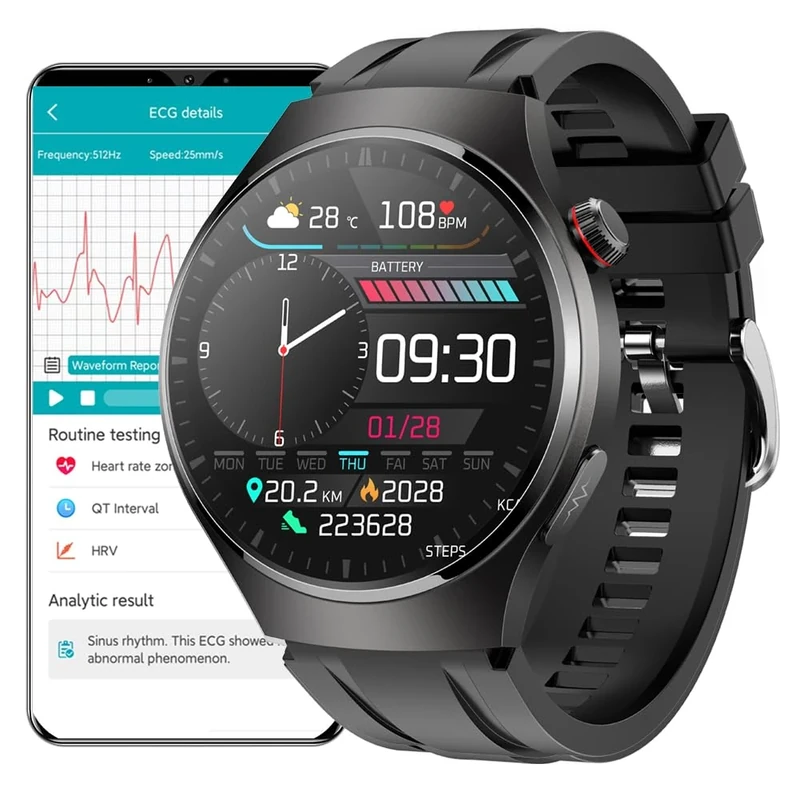 DigiKuber Smart Watch ECG Men, 1,43” AMOLED Smartwatch Dial Answer Call, Women Waterproof Fitness Tracker with PPG SpO2 Heart Rate Monitor Message Notice Sleep Monitor for Android iOS