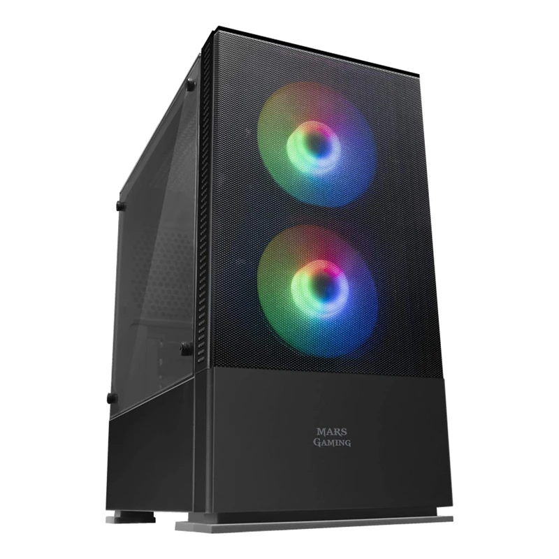 Mars Gaming MCZ, Premium Compact PC Case, MicroATX, Panel + Front Mesh, Black