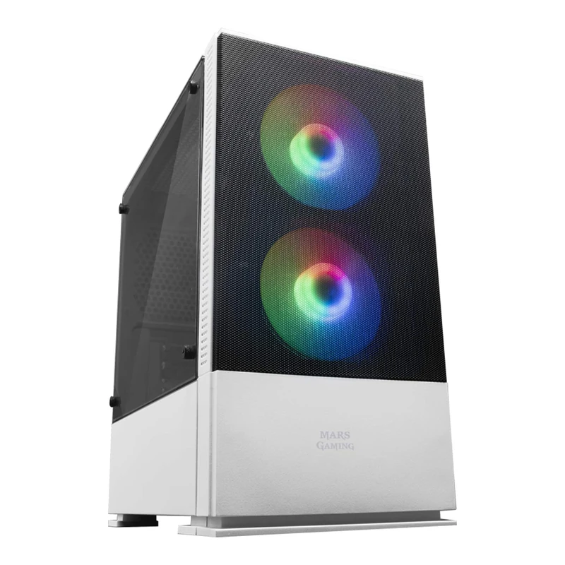 Mars Gaming MCZ, Premium Compact PC Case, MicroATX, Panel + Front Mesh, White - Image 1