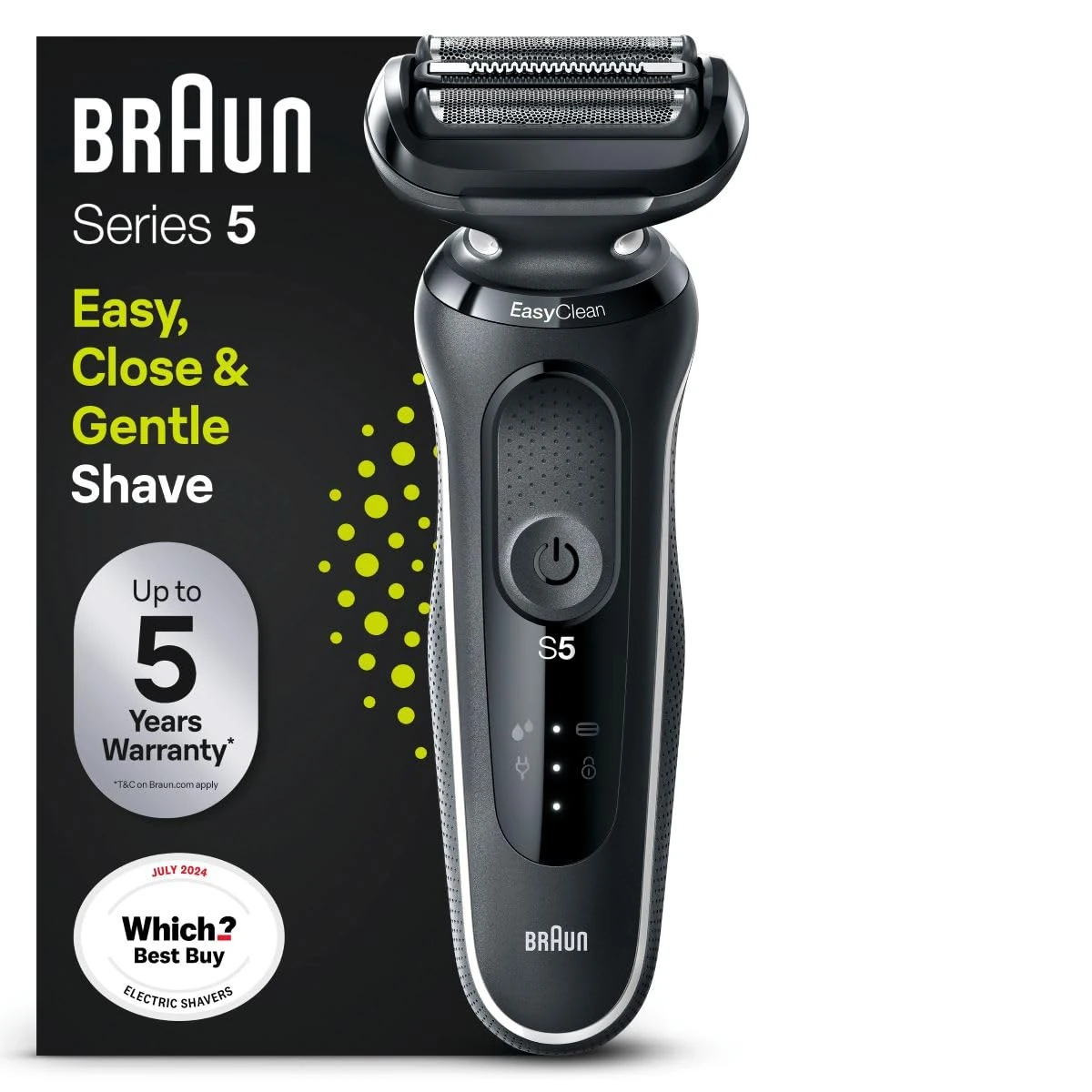 Braun Series 5 Electric Shaver, Foil Shaver With 3 Flexible Blades, 100% Waterproof, Wet & Dry Electric Razor for Men, 50-W1000s, White Rated Which? Best Buy