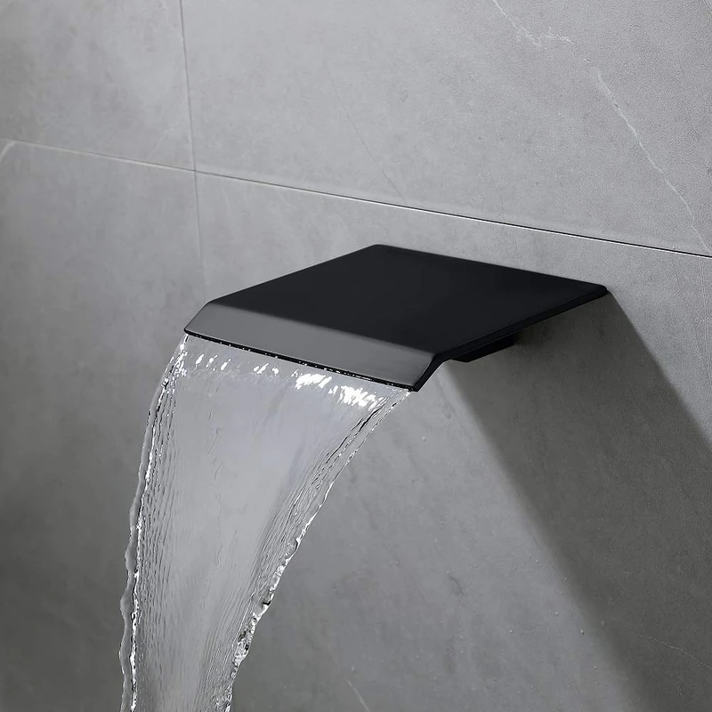 Bathtub Shower Faucet 7.1 Inch Tub Spout Wall Mount Waterfall Faucet (Matte Black 7.1 Inch)