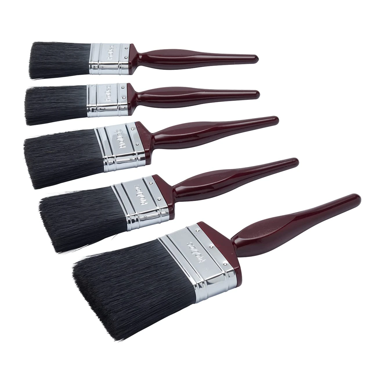 ProDec Contractor 5 piece All Purpose Mixed Bristle Paint Brush Set for a Smooth Finish Painting with Emulsion, Gloss, Satin Paints on Walls, Ceilings, Wood, Metal- Contains 2 x 1.5, 2 x 2, 1 x 3 inch