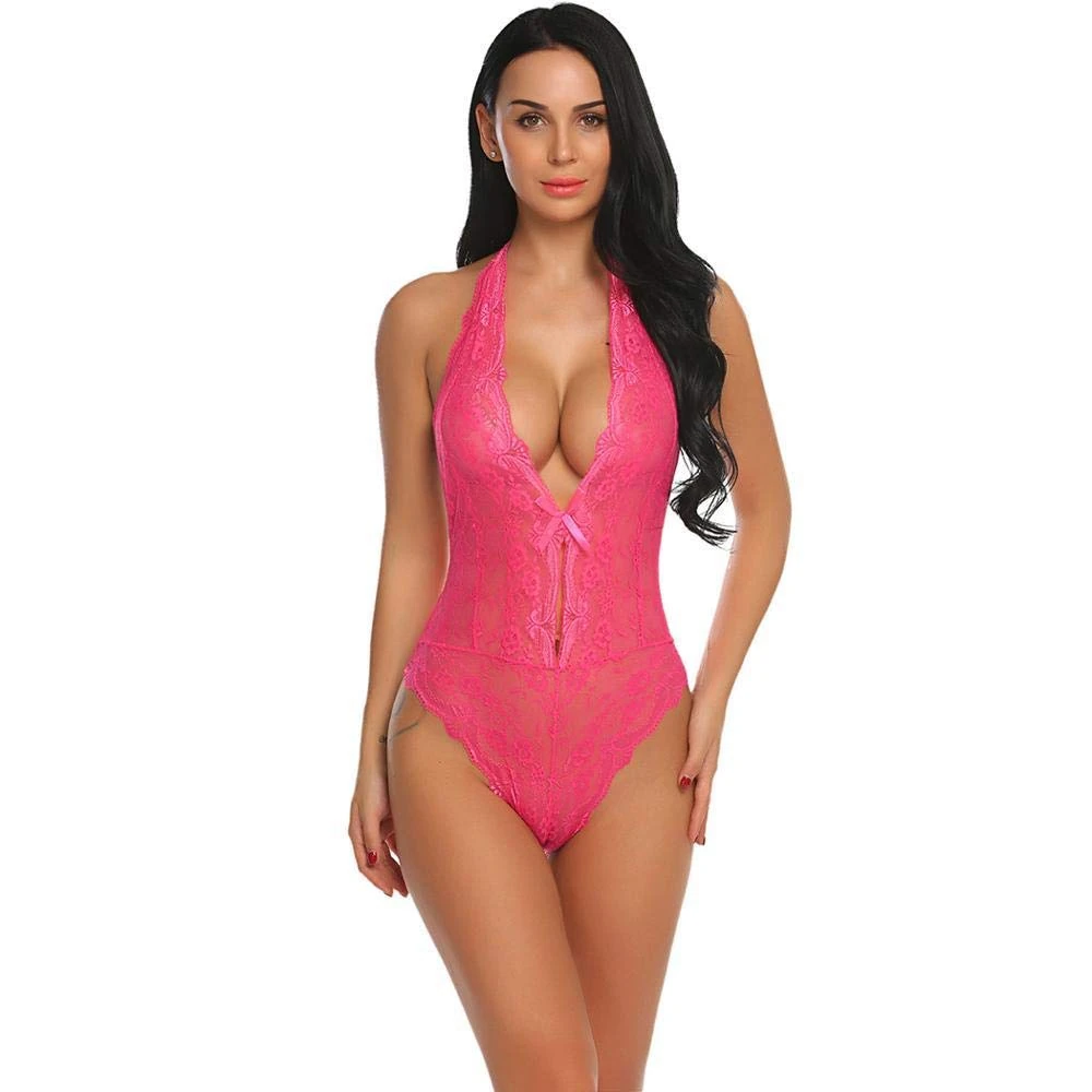 Women's Erotic Baby Dolls Sexy Lingerie Women Erotic Nightgown Lady Backless Nightwear Floral Lace One Piece Bodysuit Sleepwear Babydoll-1_S