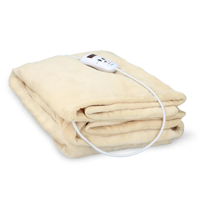 Motorola Nursery alpina Electric Blanket - 1 Person - Blanket with Timer - Plaid with 10 Heat Settings - Flannel - 130 x 180 cm - Beige