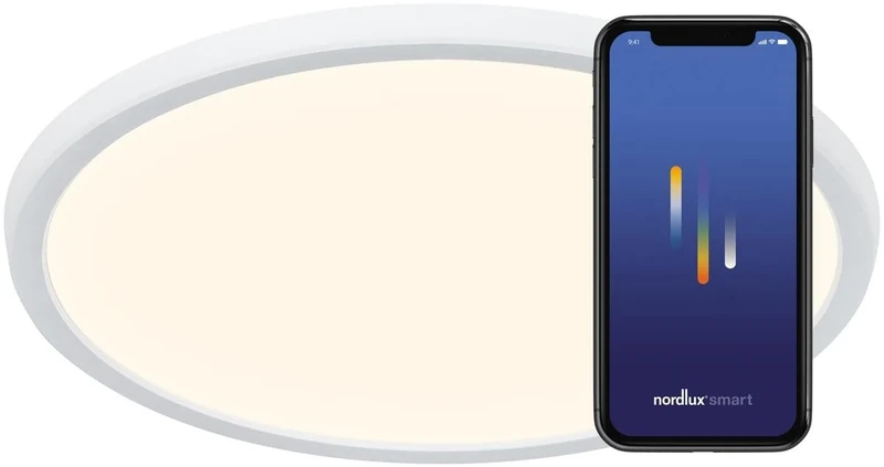 Nordlux Oja Smart 29 Indoor Ceiling/Flush Mount White Plastic, Intergrated LED Mains Powered-Bedroom, Living Room, Kitchen, Office, Bedside or Study. IP20, Class 2 (Double Insulated)