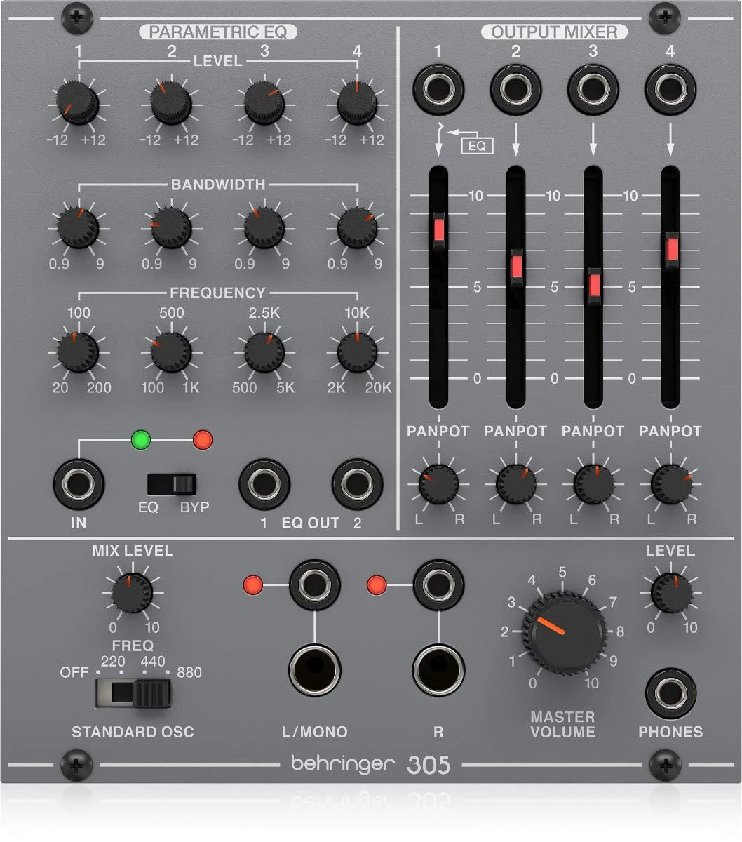 Behringer 305 EQ/MIXER/OUTPUT Legendary Analog Parametric EQ, Mixer and Output Module for Eurorack