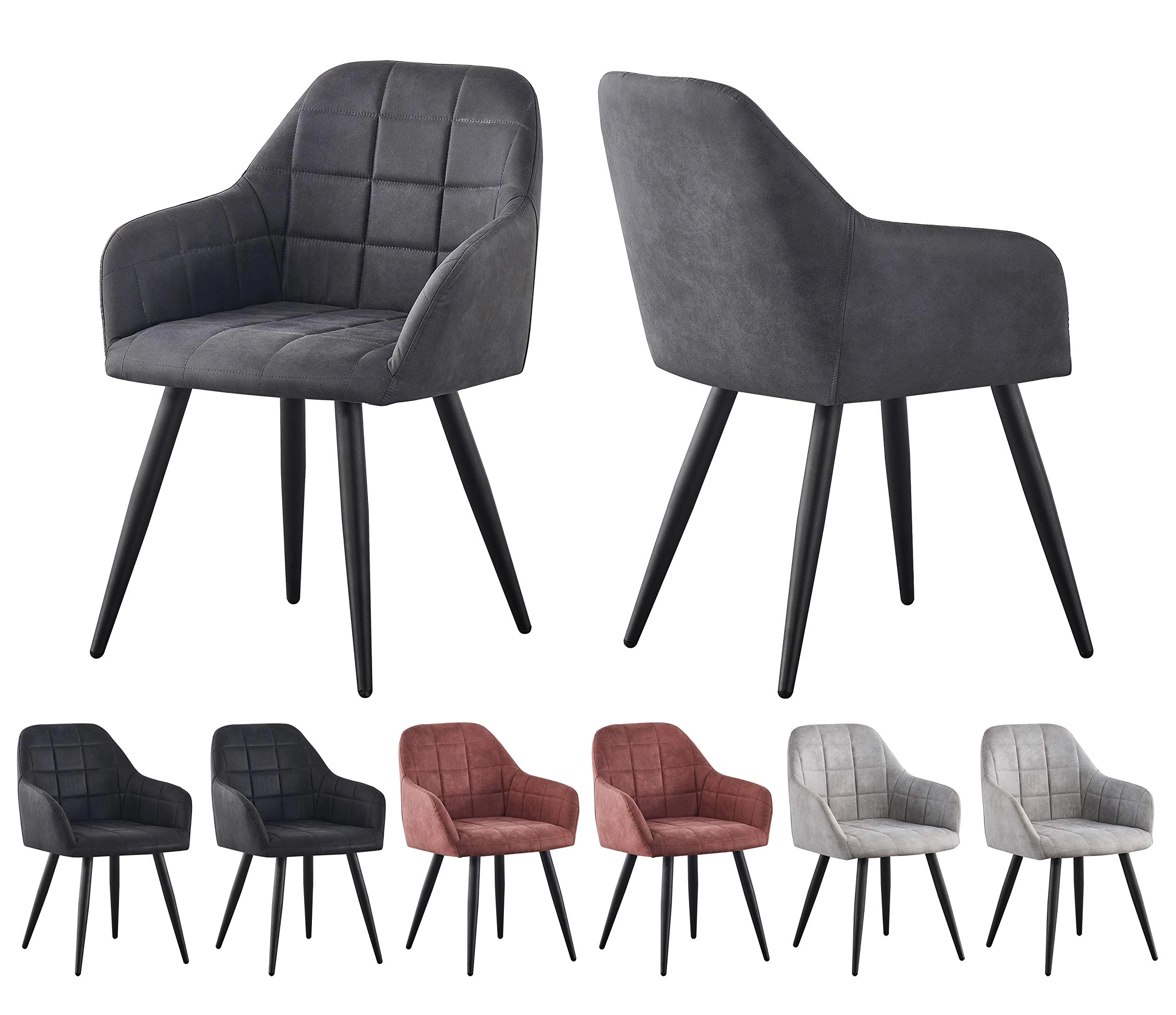 mcc direct 2x Faux Matte Suede Leather Dining Chairs Accent Chairs home & restaurants Adrian (Grey)