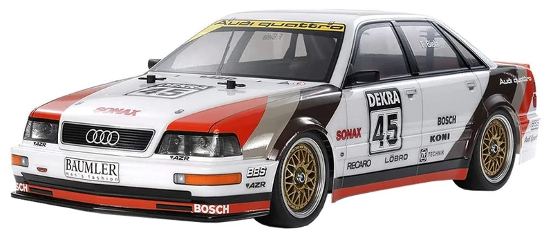 TAMIYA 58682 Audi 1:10 Model V8 Touring Car (TT-02), Remote Controlled Car, RC Vehicle, Model Building, Kit for Assembly, Hobby, Crafts, Multicoloured