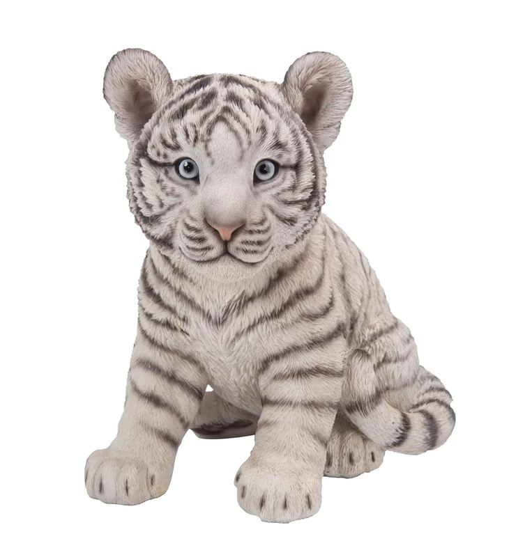 Hi-Line Gift Ltd SITTING WHITE TIGER CUB STATUE