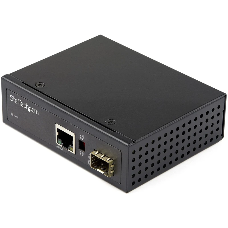 StarTech.com Industrial Fiber to Ethernet Media Converter - 1Gbps SFP to RJ45/ Cat6 - Singlemode/Multimode Optical Fiber to Copper Gigabit Network - 12-56V DC - IP-30/ -40 to +75C (IMC1GSFP)