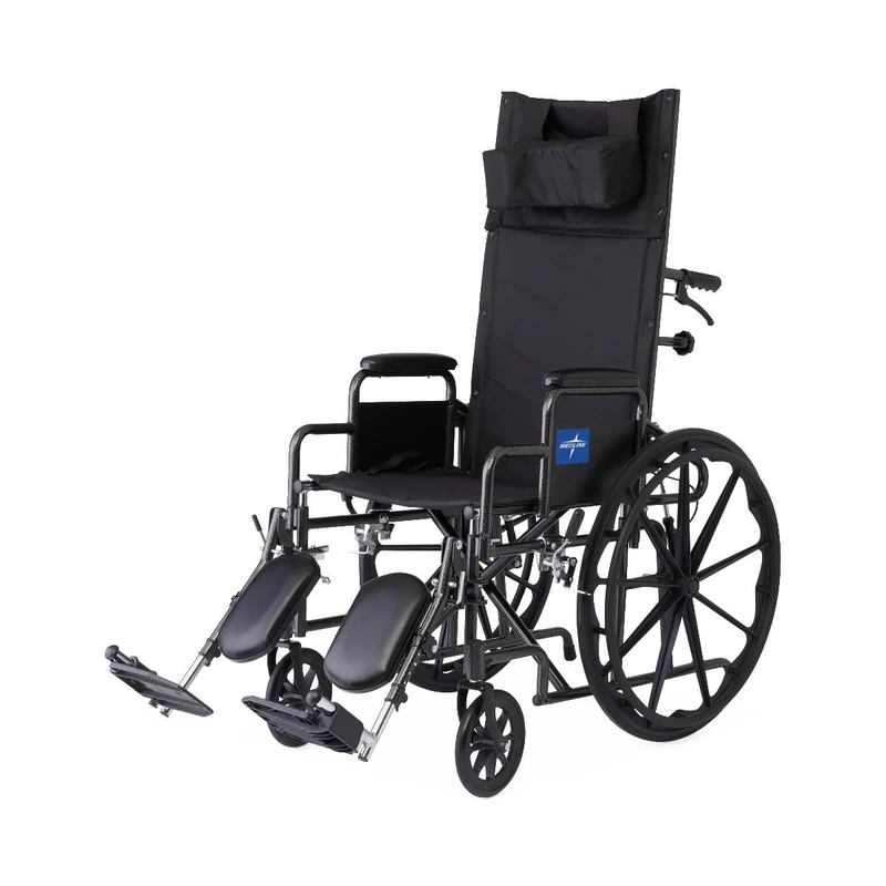 Medline Reclining Wheelchair, Desk-Length Arms and Elevating Leg Rests, 16" x 18" Seat (W x D)