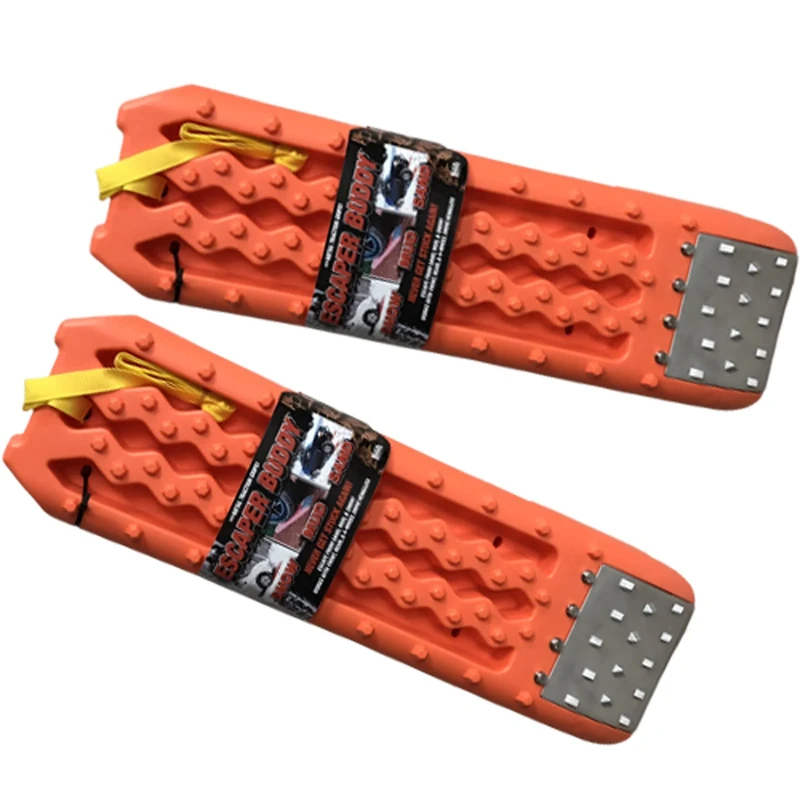 Maxsa 20322 Escaper Buddy Traction Boards with Metal Handle for ATVs Mud Sand and Snow Bendable Unbreakable Orange (Pack of 2)
