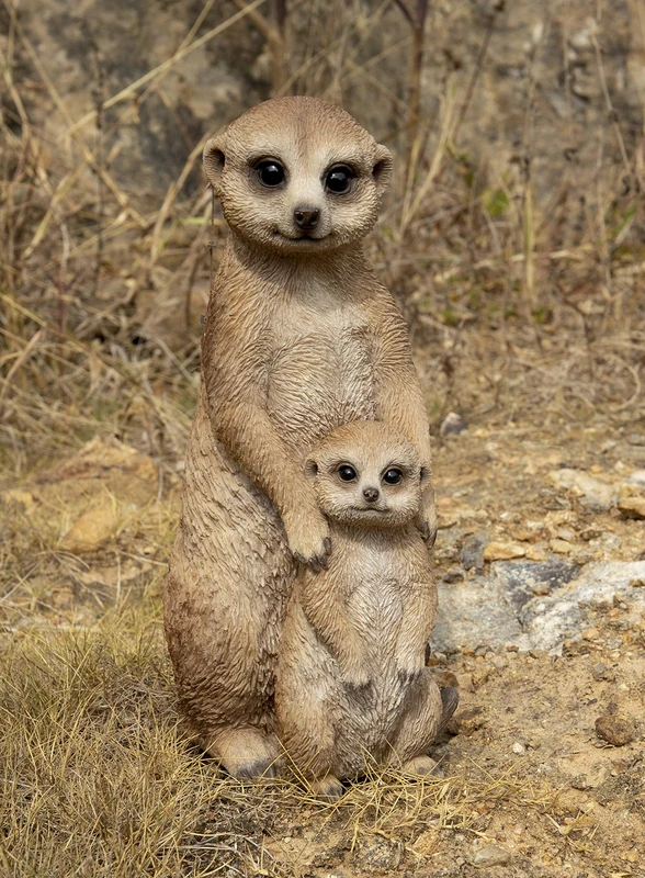 Hi-Line Gift Ltd. Small Mother & Baby Meerkat, brown