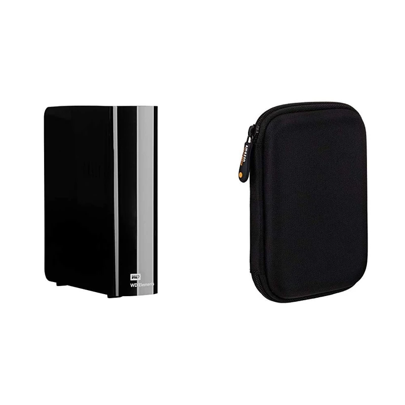 WD 12 TB Elements Desktop External Hard Drive - USB 3.0 & Amazon Basics External Hard Drive Case - Image 1