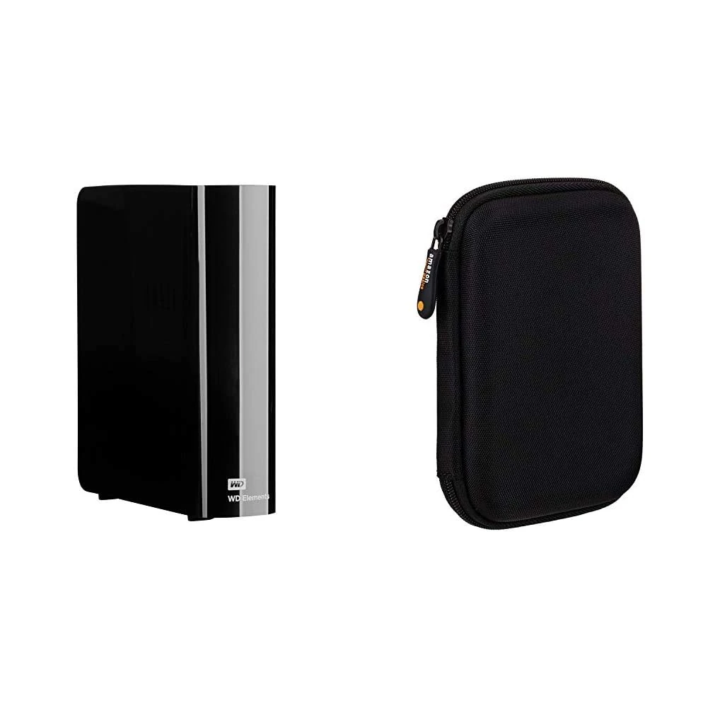 WD 10 TB Elements Desktop External Hard Drive - USB 3.0 & Amazon Basics External Hard Drive Case