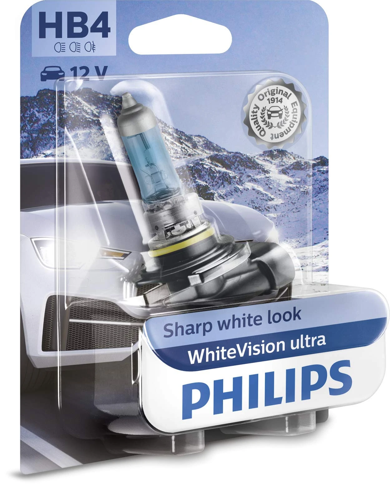Philips WhiteVision ultra HB4 car headlight bulb, single blister