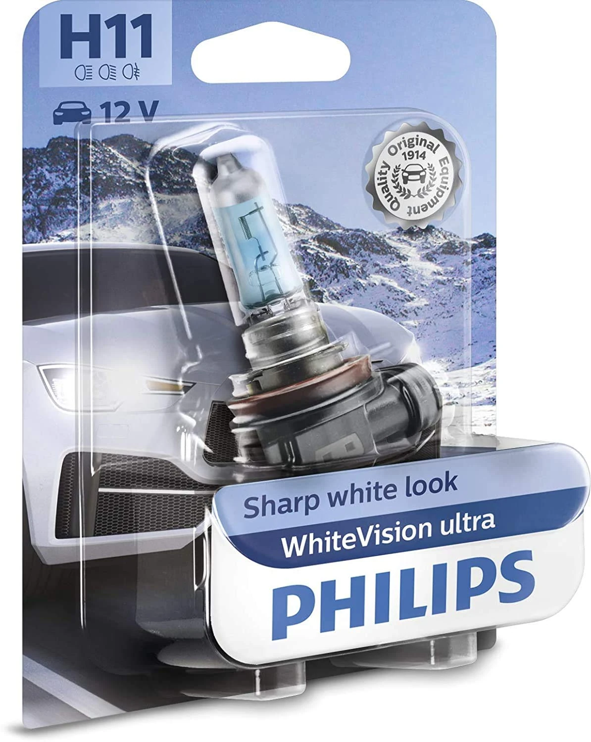 Philips WhiteVision ultra H11 car headlight bulb, single blister