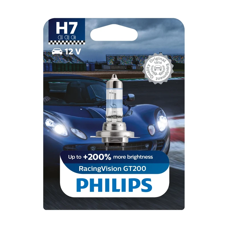 Philips RacingVision GT200 H7 Car Headlight Bulb - 200% Brighter - Image 1