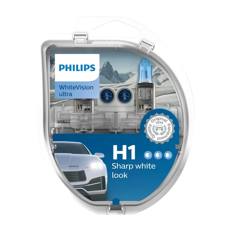 Philips WhiteVision ultra H1 car headlight bulb, set of 2