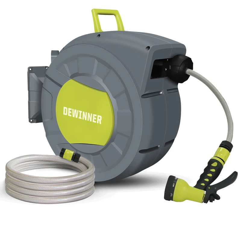 DEWINNER Wall Mount Garden Hose Reel with 20M Hose and Spray