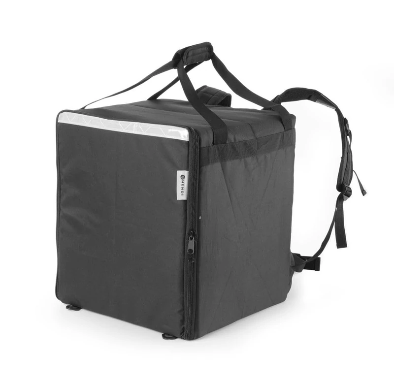 HENDI Thermal backpack, pizza & food delivery backpack, thermal bag, pizza bag, for transporting food orders by bike and motorcycle delivery, lightweight, insulated, 410x400x470 mm, black - Image 1