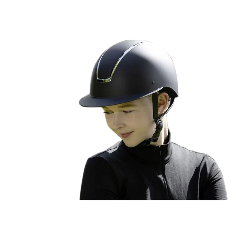 HKM Lady Shield Riding Helmet, Dark Blue/Silver Shiny, M 55 cm - 57 cm Size