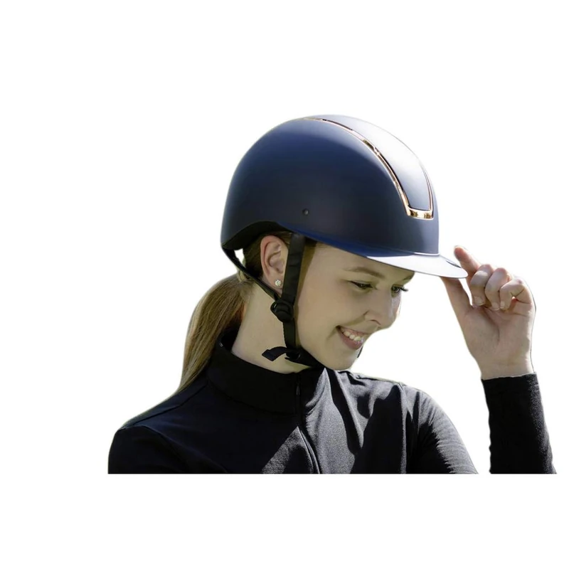 HKM Lady Shield Riding Helmet, Dark Blue/Rose Gold, M 55cm-57cm Size