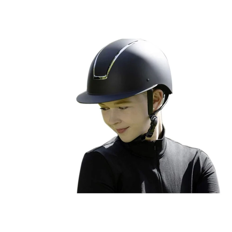 HKM Lady Shield Riding Helmet, Dark Blue/Silver, Shiny, L 58 cm - 60 cm Size