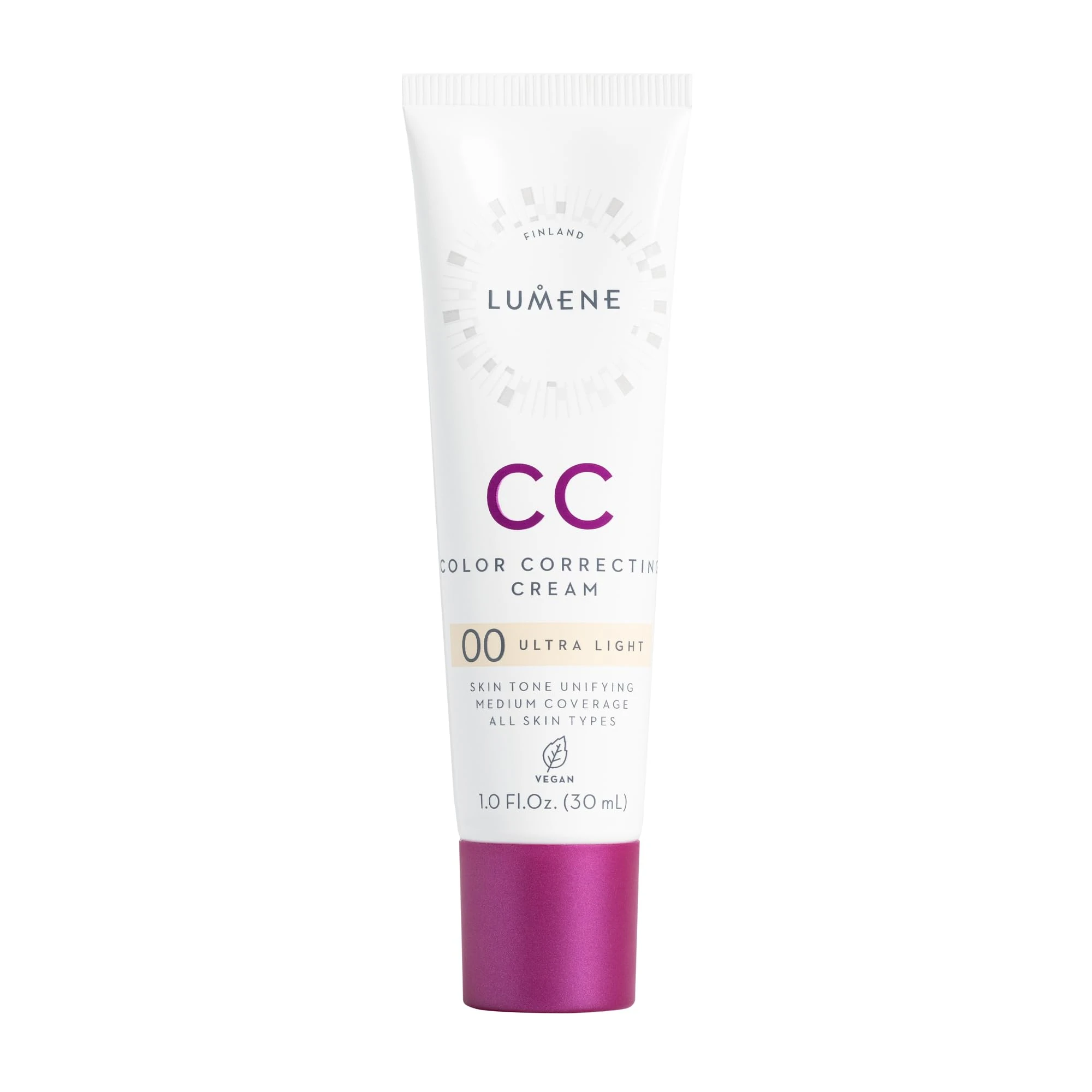 LUMENE CC Cream Color Correcting Cream Foundation | SPF 20 | Medium Coverage | Lightweight and Antioxidant-Rich | Hydrates While Reducing Redness | All Skin Types | Vegan |30 ml | Ultra Light