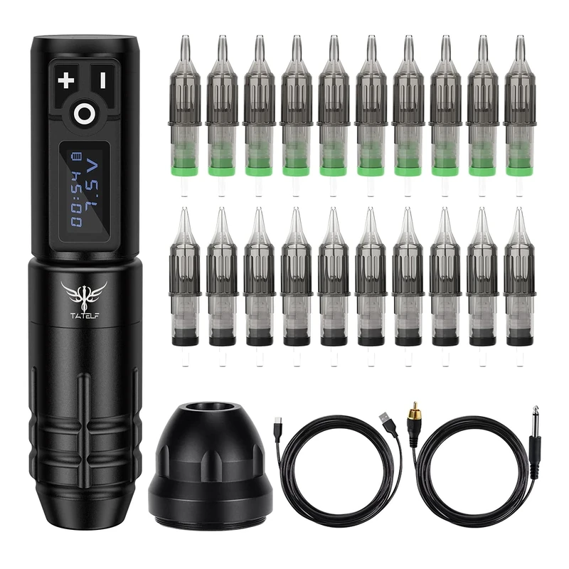 Wireless Tattoo Kit TATELF Professional Rotary Tattoo Pen Machine Device Tattoo Battery Digital LED Display for Tattoo Artist