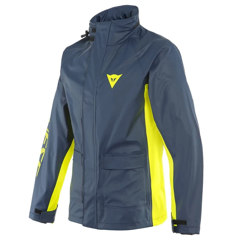 Dainese Storm 2 Unisex Jacket, Motorcycle Rainproof Jacket, for Men and Women, Black-Iris/Fluo-Yellow, XXL