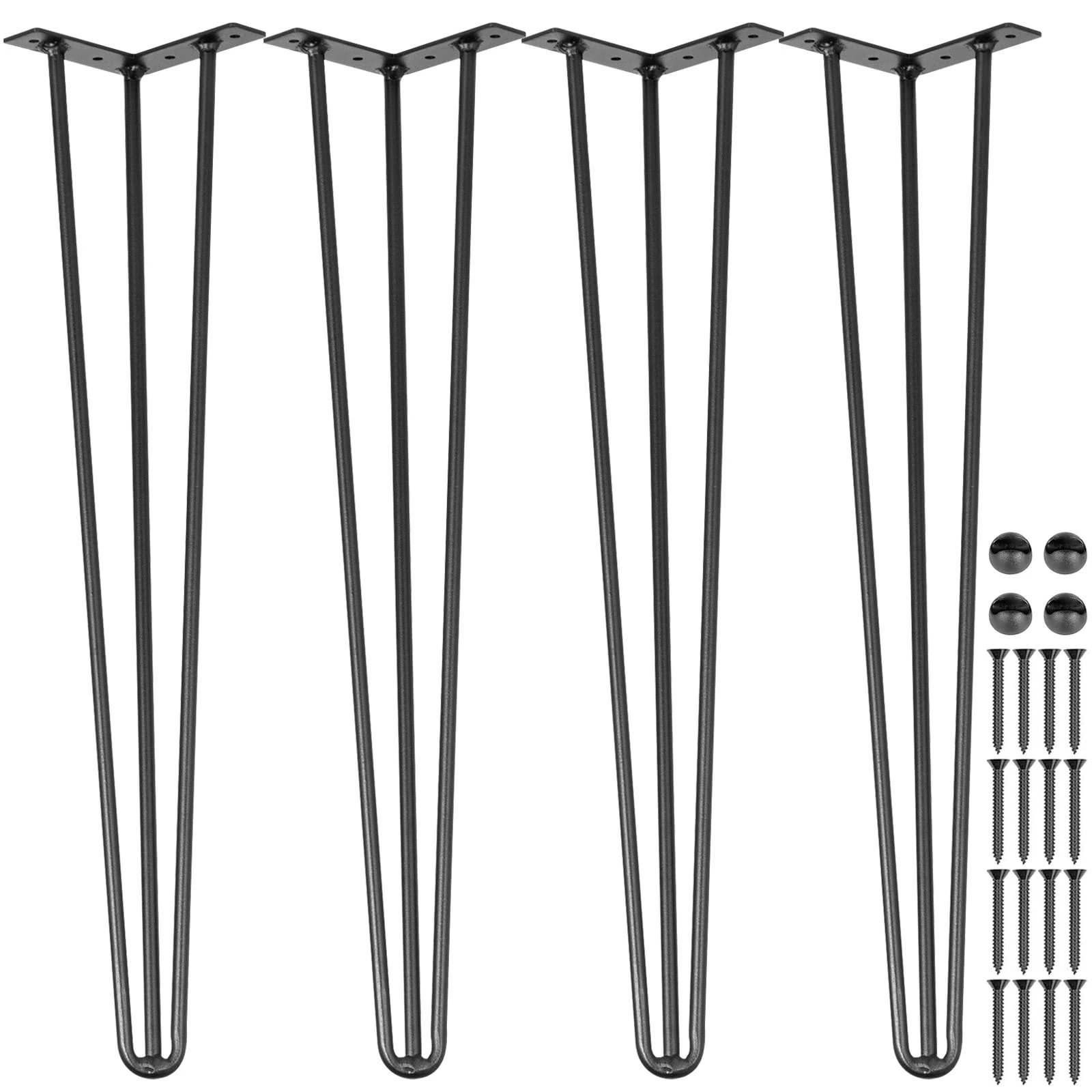 VEVOR Hairpin Table Legs 34 Inch Black Set of 4-220lbs Capacity Each, 3 Rods for Bench, Dining, End Table, Chairs - Carbon Steel DIY Heavy Duty Furniture Legs