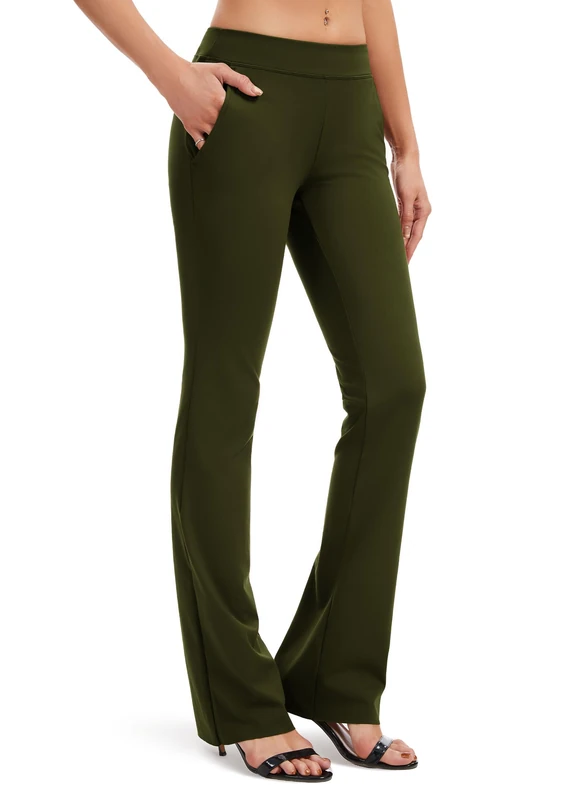 SAFORT 28" 30" 32" 34" Inseam Regular Tall Dress Bootcut Yoga Pants, Workout Pants - Green - XL
