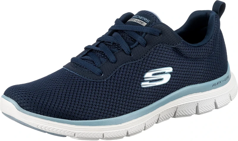 Skechers Women's Flex Appeal 4.0 Brilliant View Sneaker, Navy Mesh Bluen Trim, 6.5 UK