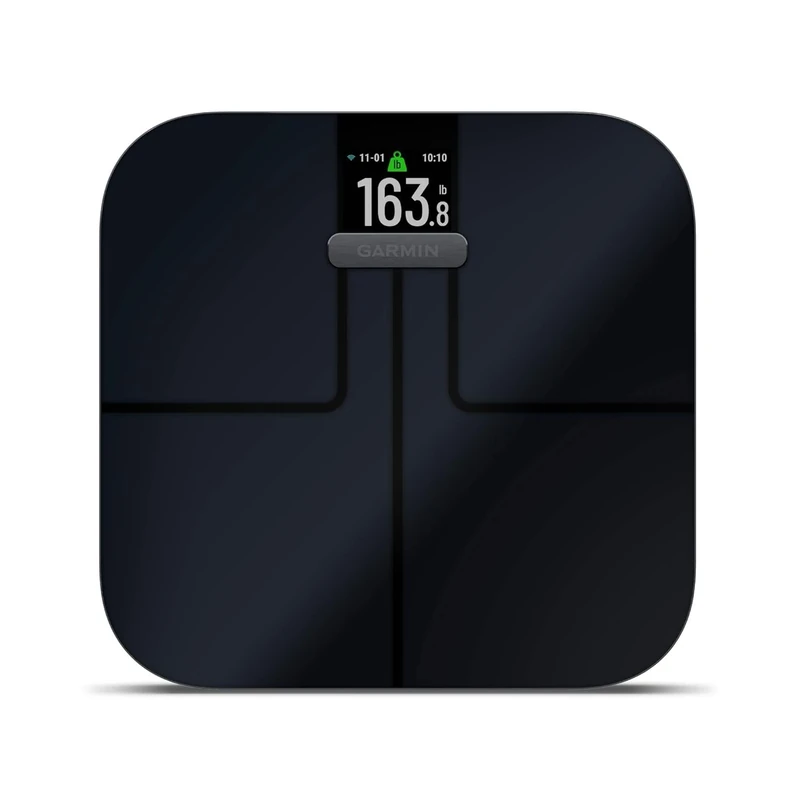 Garmin Index S2 Smart Scale, measure weight & body composition, BMI, weight trend, body fat percentage, muscle & bone mass, built in wifi, pair with Garmin Connect, up to 16 users, Black
