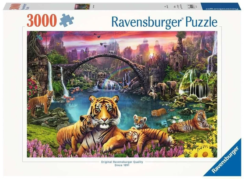 Ravensburger 16719 Tiger in Paradise Lagoon Animals-Wild Tigers 16719 Tiger Lagoon 3000 Pieces Puzzle for Adults and Children from 14 Years, Multicoloured, 48 x 32 in