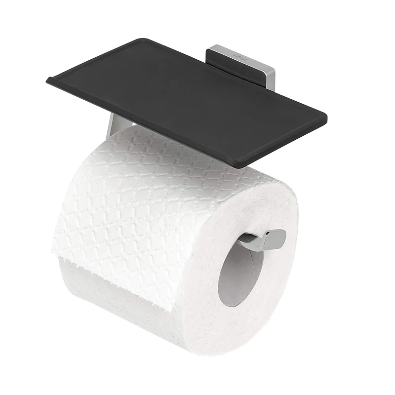 Tiger Dock Toilet Roll Holder With Shelf, Stainless Steel Brushed