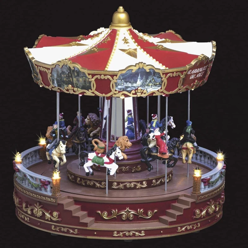 Feeric Light and Christmas Animated Christmas Village Carousel, Bright and Musical, PVC, One Size