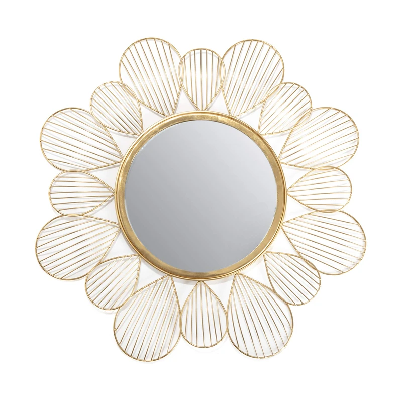Decorline Adrina Gold Floral Petal Mirror, Metallic, 25inch x 25inch - Image 1