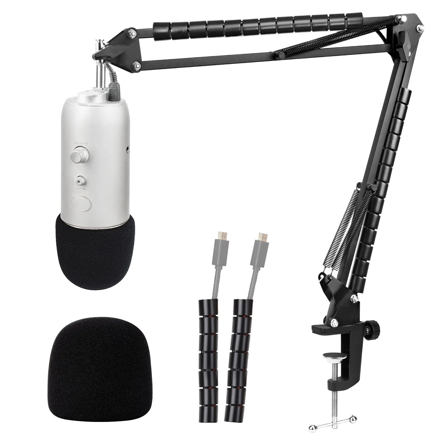 Blue Yeti Mic Stand with Pop Filter - Suspension Microphone Boom Arm Stand with Mic Cover Compatible with Blue Yeti Pro by YOUSHARES