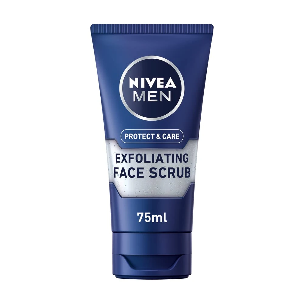 NIVEA MEN Protect & Care Exfoliating Face Scrub (75ml), Invigorating Men's Face Scrub and Cleanser with Aloe Vera, Exfoliating and Refreshing